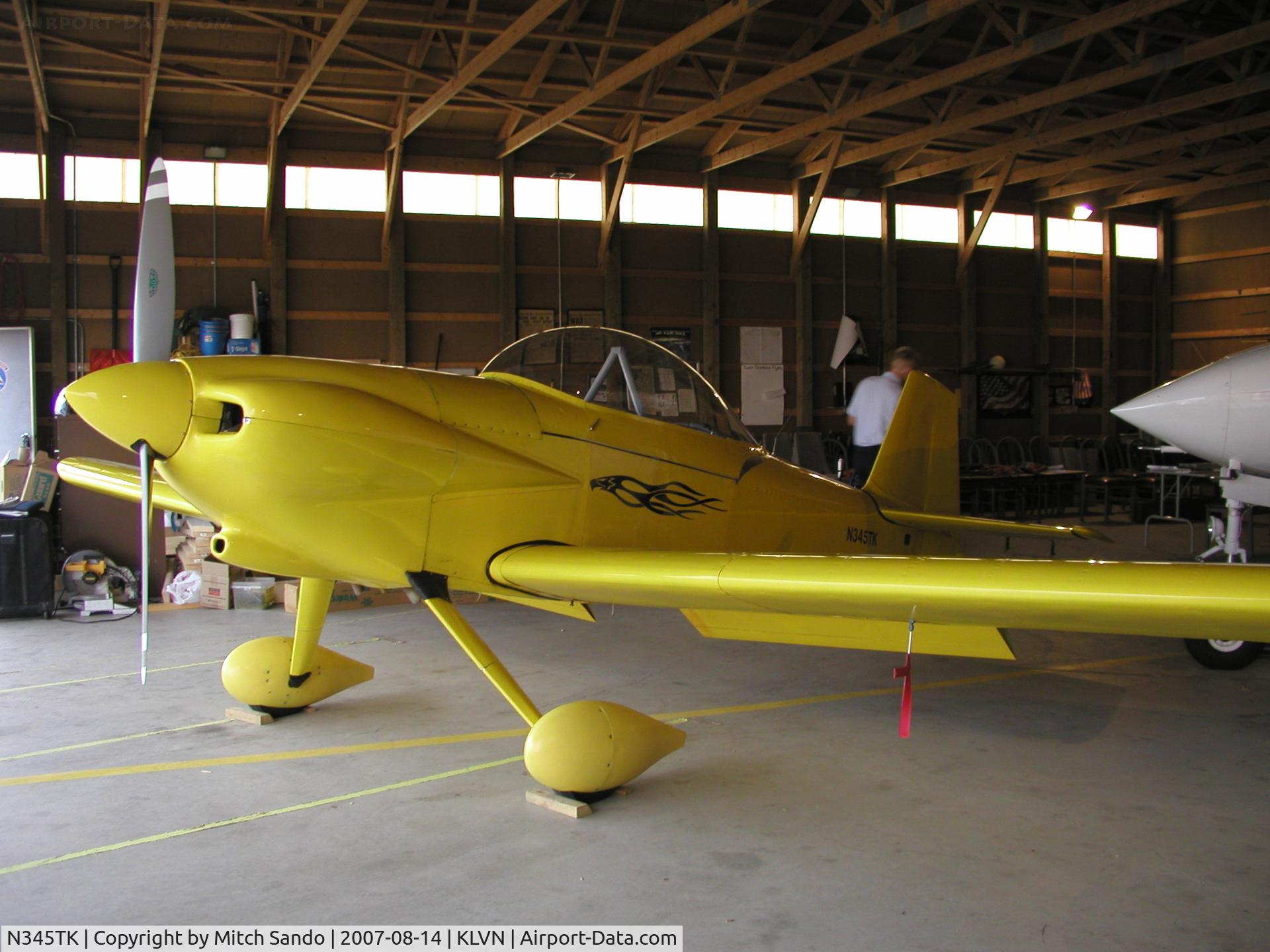 N345TK, 1999 Vans RV-4 C/N 3345, RV-4 parked inside it's hangar.