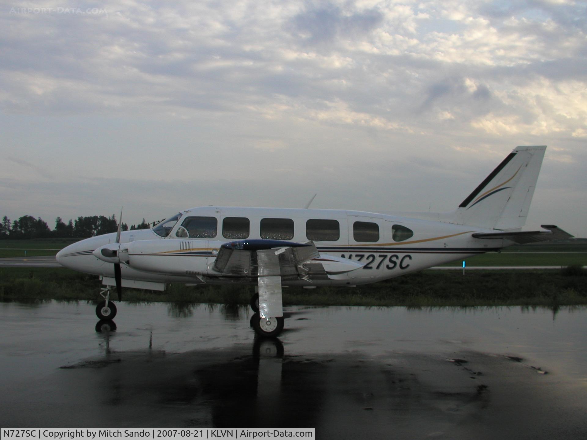 N727SC, 1973 Piper PA-31-350 Chieftain C/N 31-7305110, Parked on the ramp at Airlake after a flight from Marshall, MN (MML).