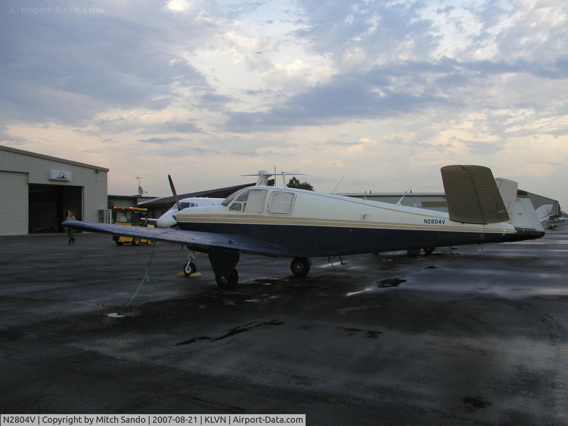 N2804V, 1947 Beech 35 Bonanza C/N D-201, Parked on the ramp at Airlake.