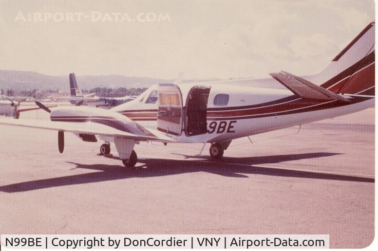 N99BE, 1970 Beech A60 C/N P-132, 1970 Beech Duke N99BE in front of our terminal at VNY in 1980
