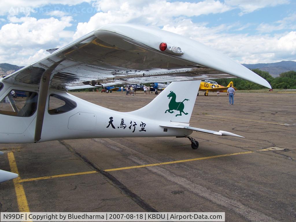 N99DF, 1999 Stoddard-Hamilton Glastar GS-1 C/N 5221, Parked for Display at Boulder open house. the chinese characters on the side of the fuselage that translates to 