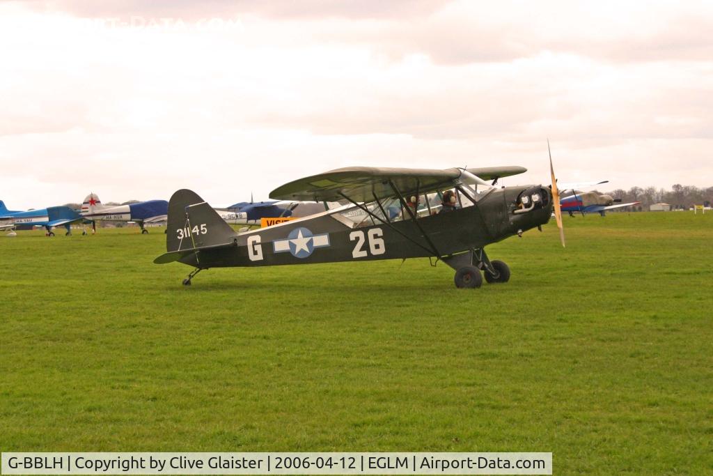 G-BBLH, 1943 Piper J3C-65 Cub Cub C/N 10549, In the colours of USAAC Code: 26-G Serial: 31145 - Registered Owner: SHIPPING AND AIRLINES LTD - Previous ID: F-BFQY