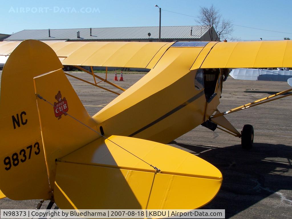 N98373, 1946 Piper J3C-65 Cub Cub C/N 18550, Parked for display at Boulder Open House.