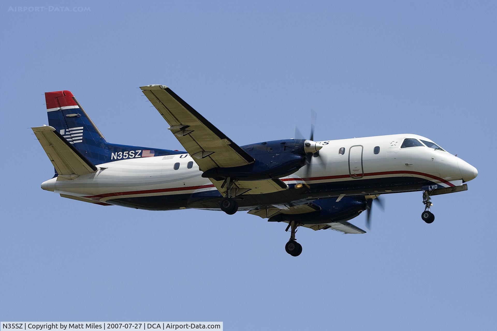 N35SZ, 1985 Saab SF340A C/N 340A-035, short final for 19 at DCA