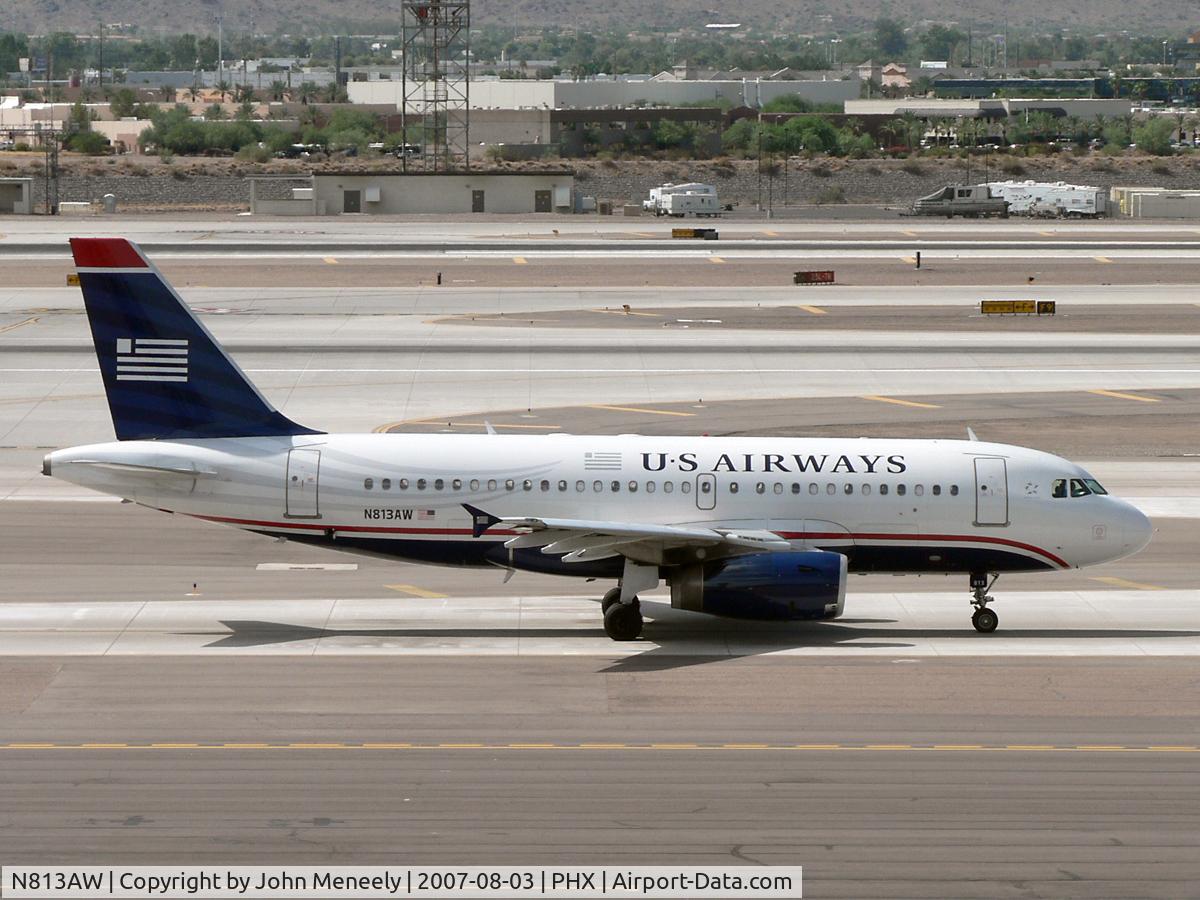 N813AW, 2000 Airbus A319-132 C/N 1223, Photo taken from the Terminal 3 parking garage