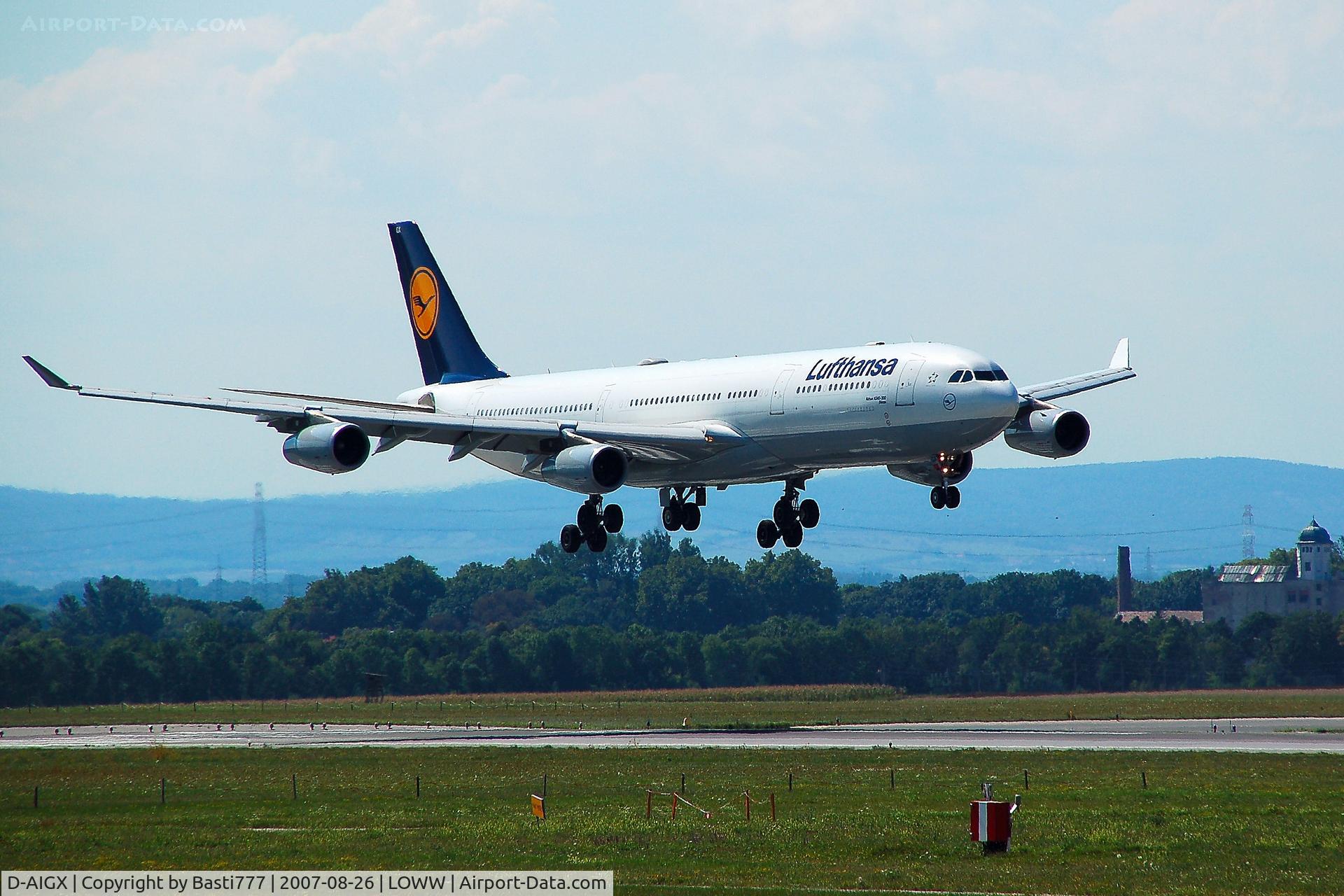 D-AIGX, 2000 Airbus A340-313X C/N 354, Comes from Munich for maintenance to vienna.