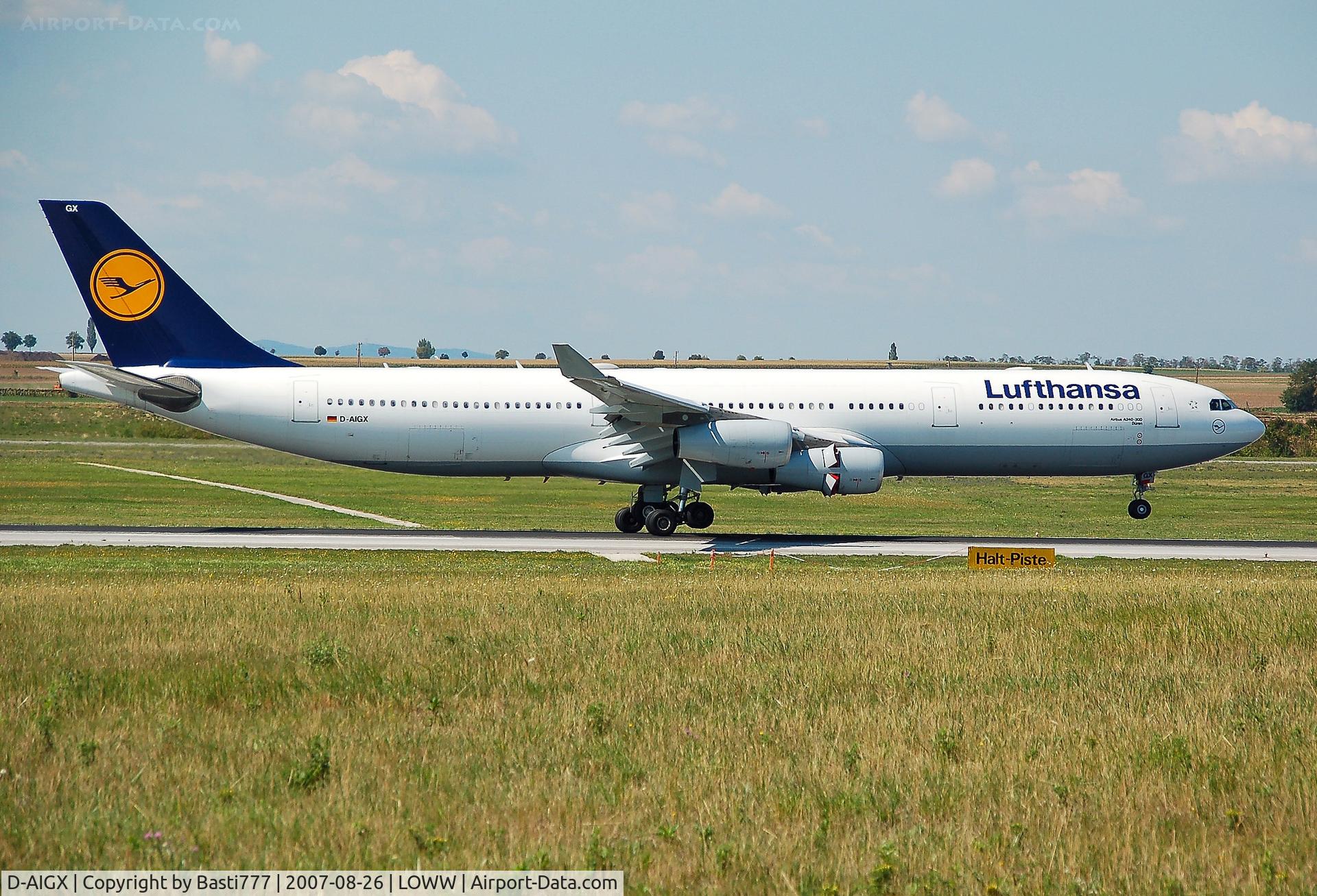 D-AIGX, 2000 Airbus A340-313X C/N 354, Comes from Munich for maintenance to vienna.