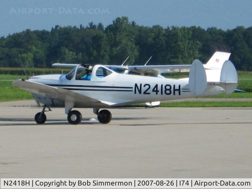 N2418H, 1946 Erco 415C Ercoupe C/N 3043, Departing Urbana, OH