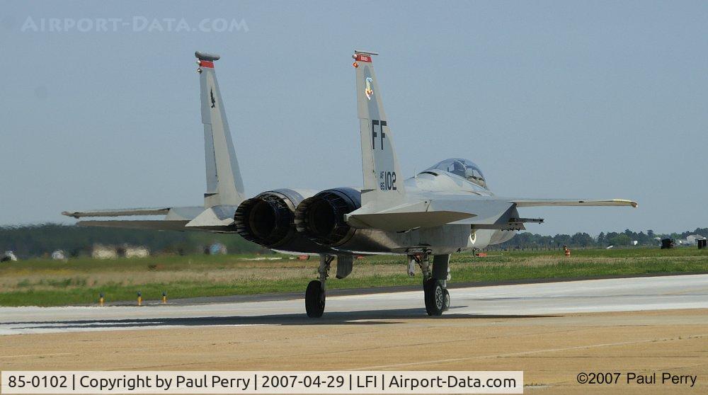 85-0102, 1985 McDonnell Douglas F-15C Eagle C/N 0955/C344, Taxiing out for the 4-ship demo