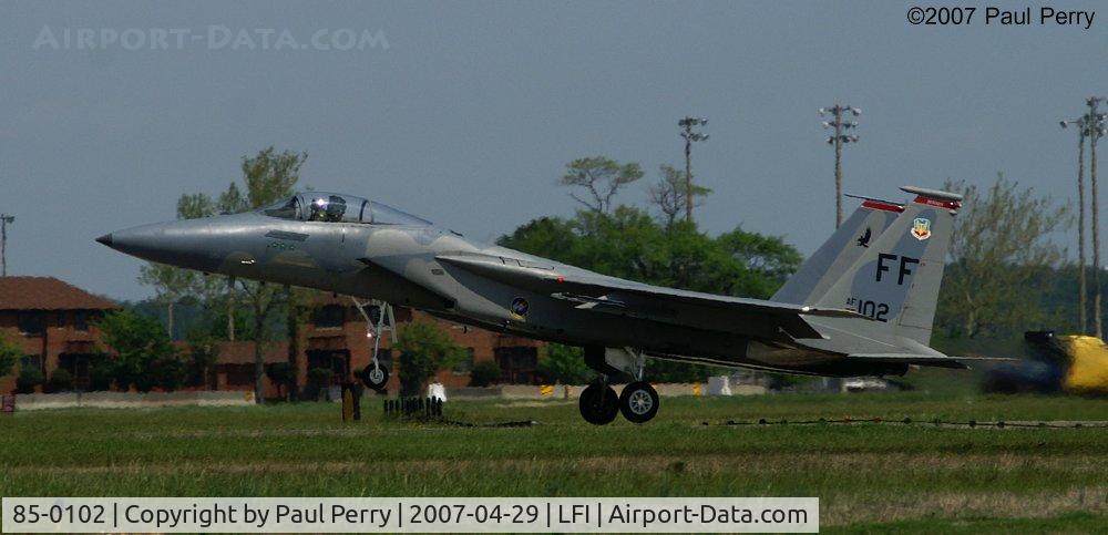 85-0102, 1985 McDonnell Douglas F-15C Eagle C/N 0955/C344, Slipping the surly bonds once again