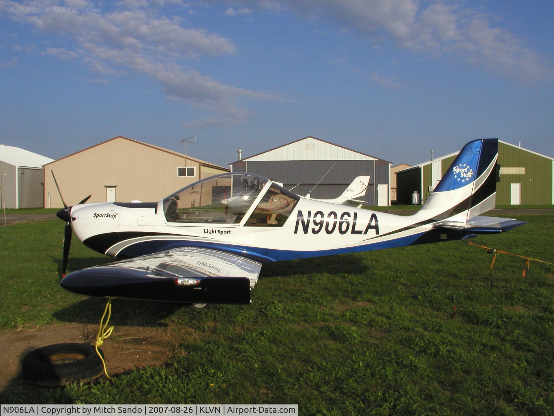 N906LA, 2007 Evektor-Aerotechnik Sportstar Plus C/N 20070906, Tied down at Airlake.