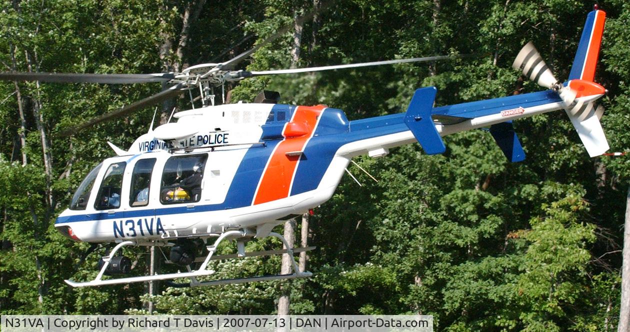 N31VA, 2000 Bell 407 C/N 53465, Virginia State Police 2000  Bell 407 taking off from the Danville Expressway with a victim from a vehicle crash.