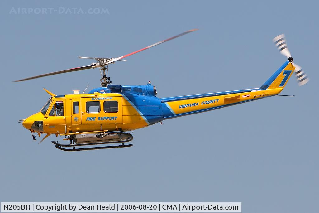 N205BH, 1969 Bell EH-1H Iroquois C/N 11373, Ventura County Sheriff Fire Support 7 performing a fly-by at the 2006 EAA Camarillo Airshow.