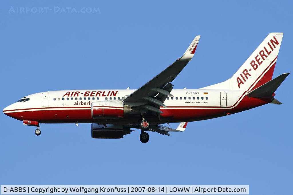 D-ABBS, 2001 Boeing 737-76N C/N 28654, Air Berlin on approach RWY34
