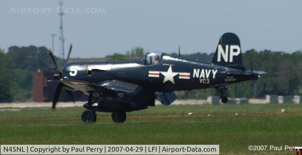 N45NL, 1951 Vought F4U-5NL Corsair C/N 124692, Back on the ground.