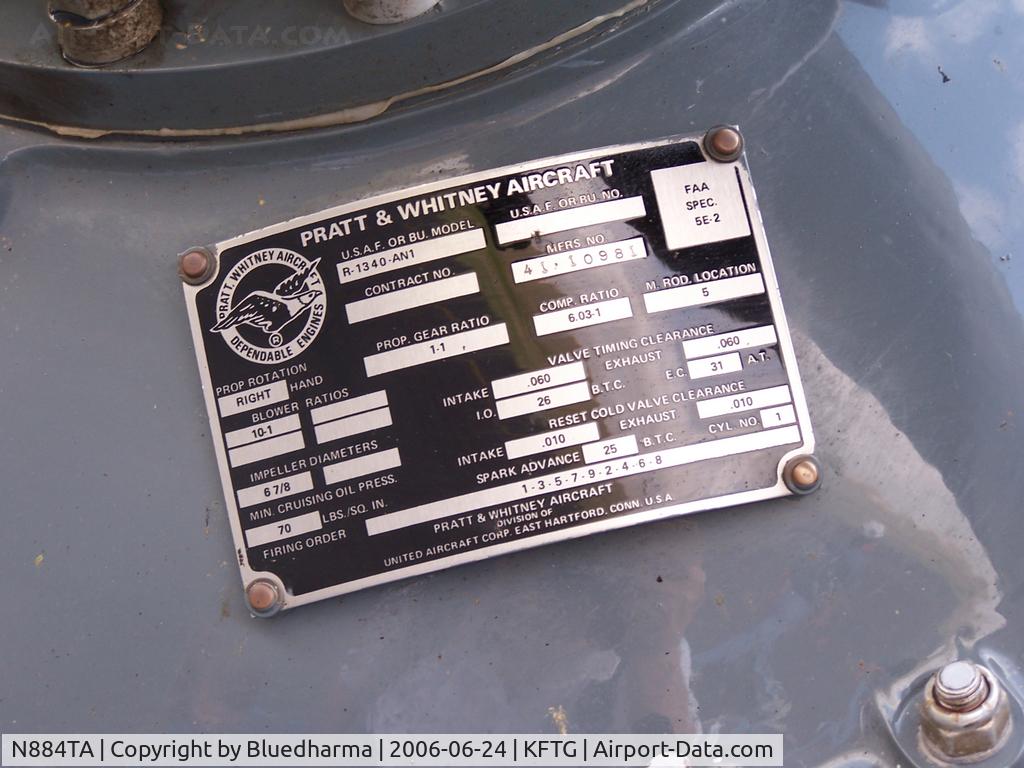 N884TA, 1959 North American AT-6G Texan C/N 168-294 (49-3190), engine badge