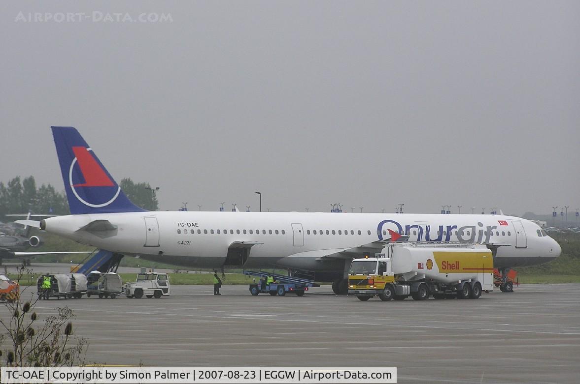 TC-OAE, 1997 Airbus A321-231 C/N 663, A321 of Onur Air at Luton
