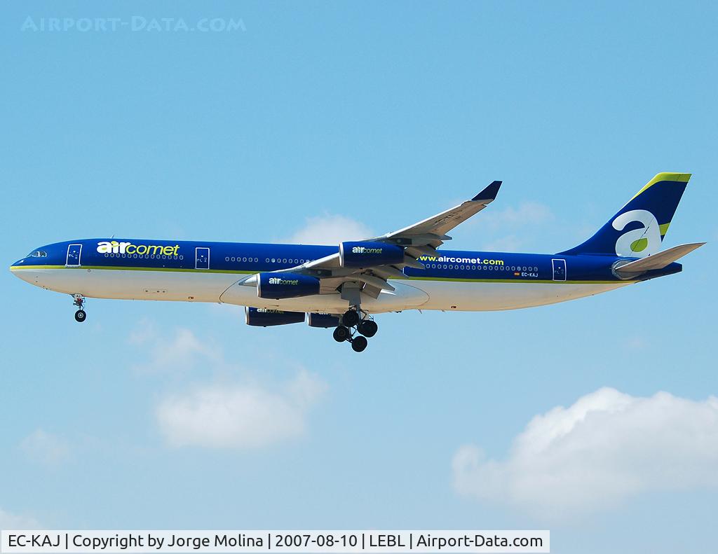 EC-KAJ, 1993 Airbus A340-311 C/N 015, Arriving at BCN from Punta Cana.