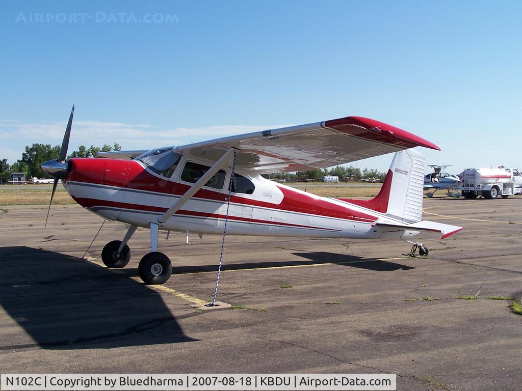 N102C, 1953 Cessna 180 C/N 30501, Parked at Boulder
