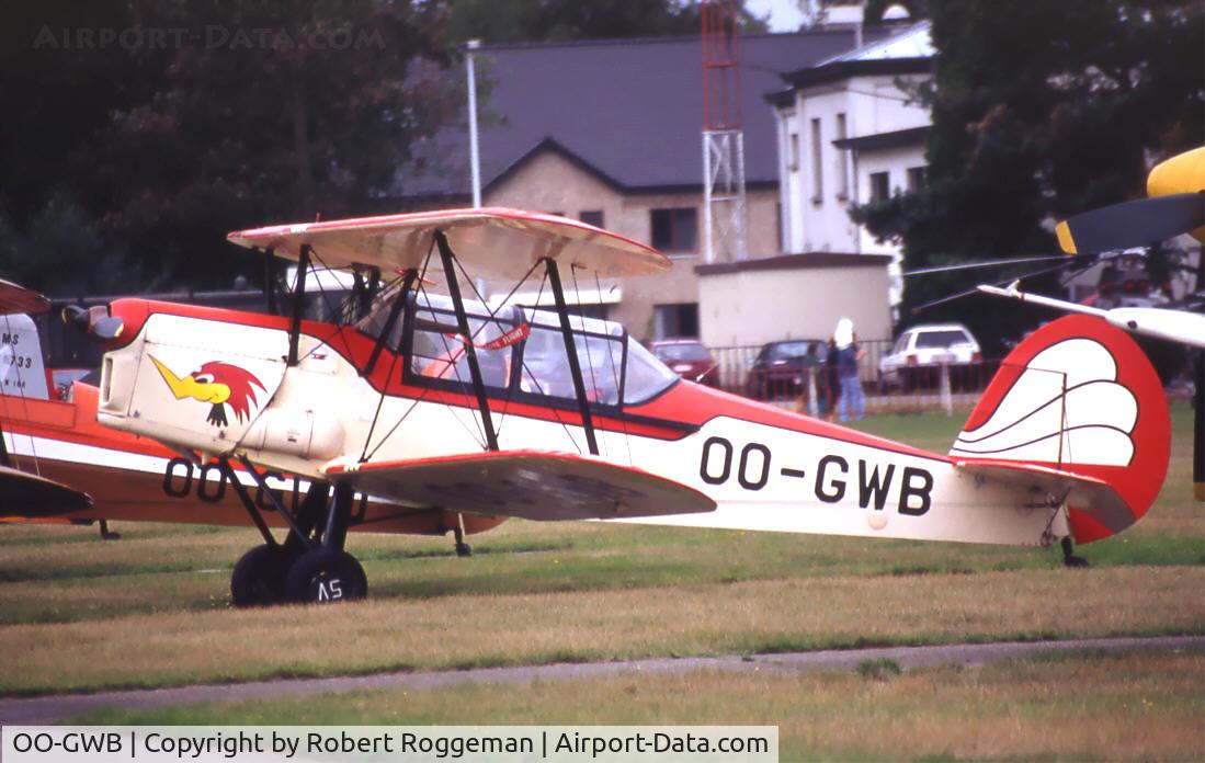 OO-GWB, 1951 Stampe-Vertongen SV-4B C/N 1171, Paintscheme as a butterfly with Woodpecker on the nose,before beiing painted in early BAF colors.