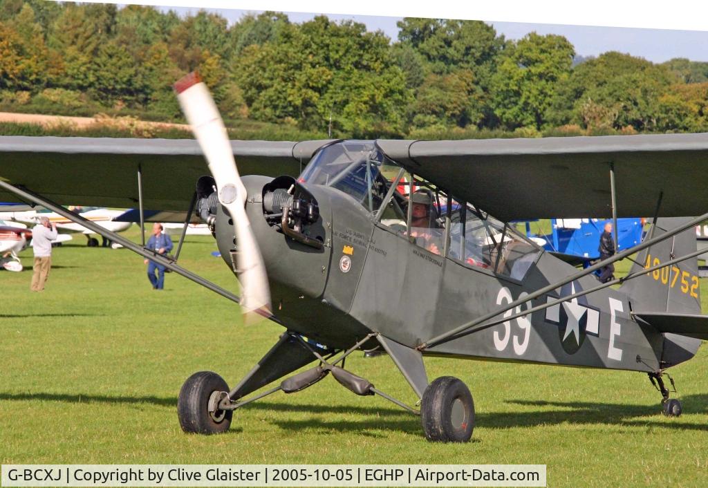 G-BCXJ, 1944 Piper L-4J Grasshopper (J3C-65D) C/N 13048, Colour scheme of the USAAC - Serial No:480752