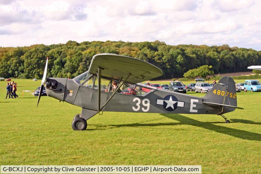 G-BCXJ, 1944 Piper L-4J Grasshopper (J3C-65D) C/N 13048, Colour scheme of the USAAC - Serial No:480752