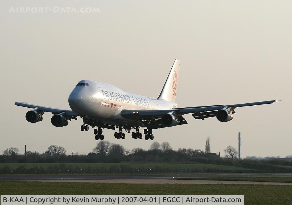 B-KAA, 1987 Boeing 747-312 C/N 23769, Dragonair Cargo dusk arrival