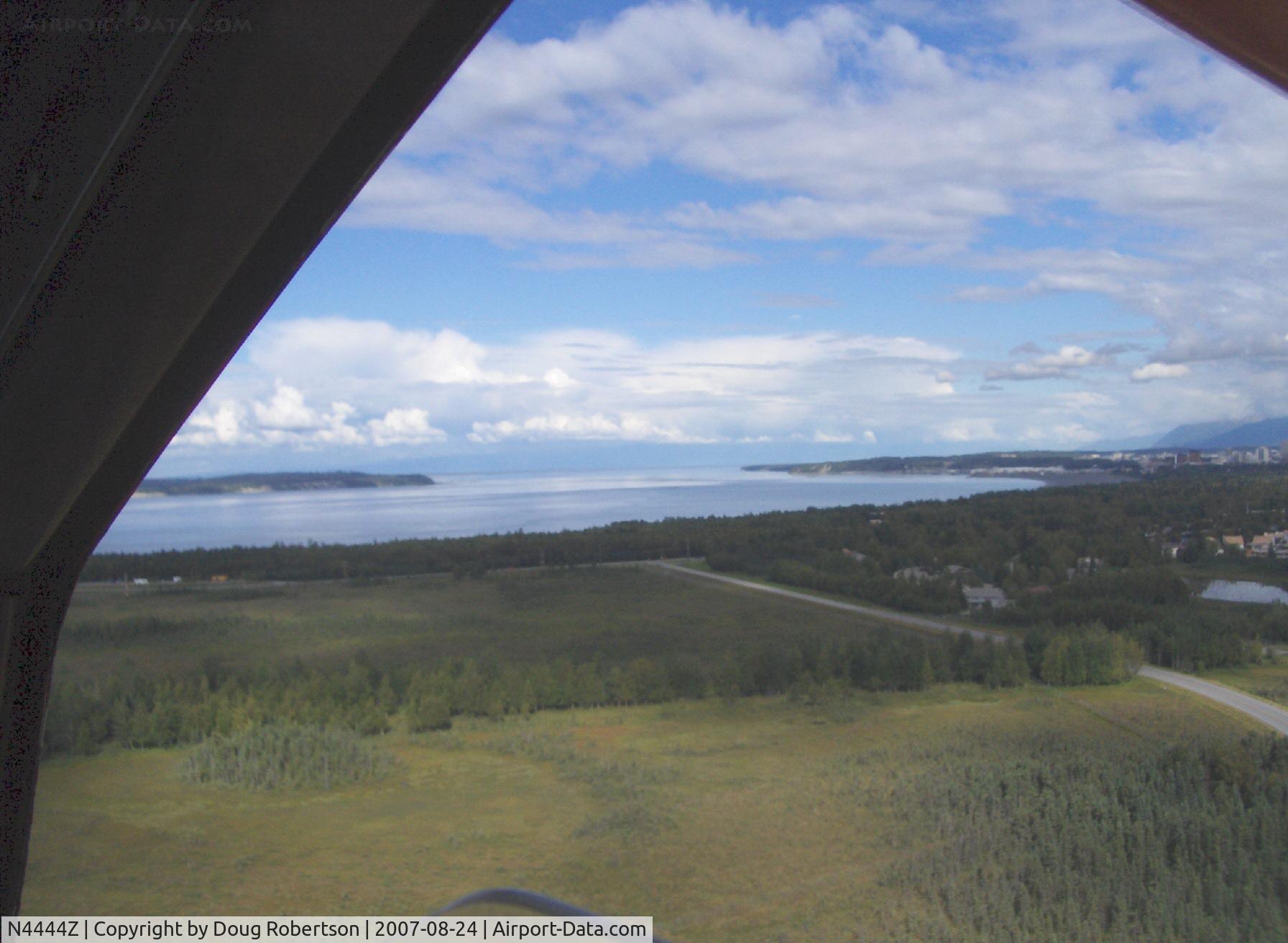 N4444Z, 1958 De Havilland Canada Beaver DHC-2 Mk1 C/N 1307, 1958 DeHavilland BEAVER DHC-2 MK.1, P&W R-985 450 Hp, approaching Knik Arm