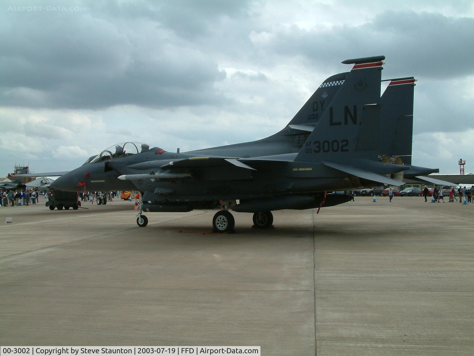 00-3002, 2000 McDonnell Douglas F-15E Strike Eagle C/N 1368/E229, Royal International Air Tattoo 2003