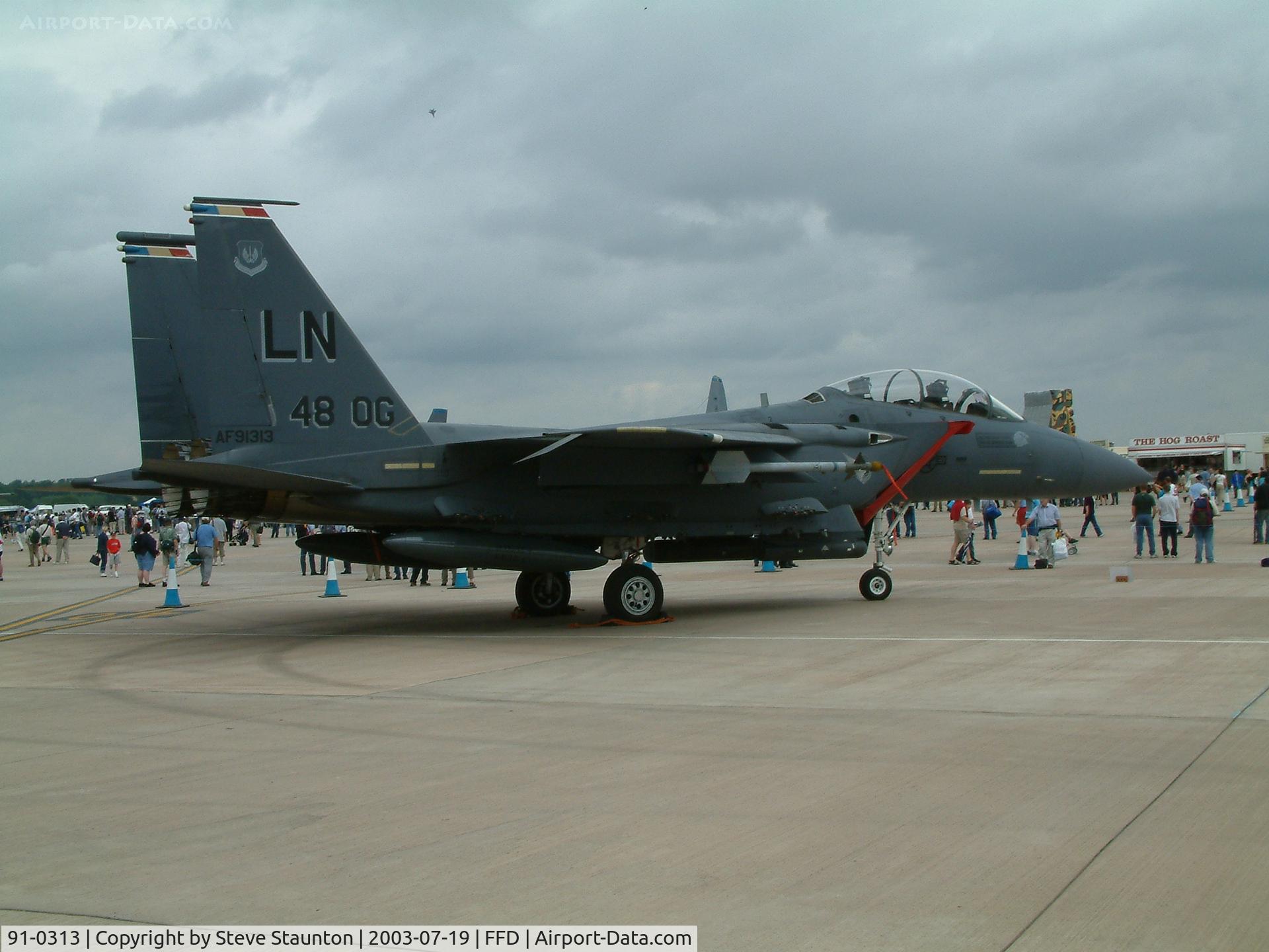 91-0313, 1991 McDonnell Douglas F-15E Strike Eagle C/N 1220/E178, Royal International Air Tattoo 2003