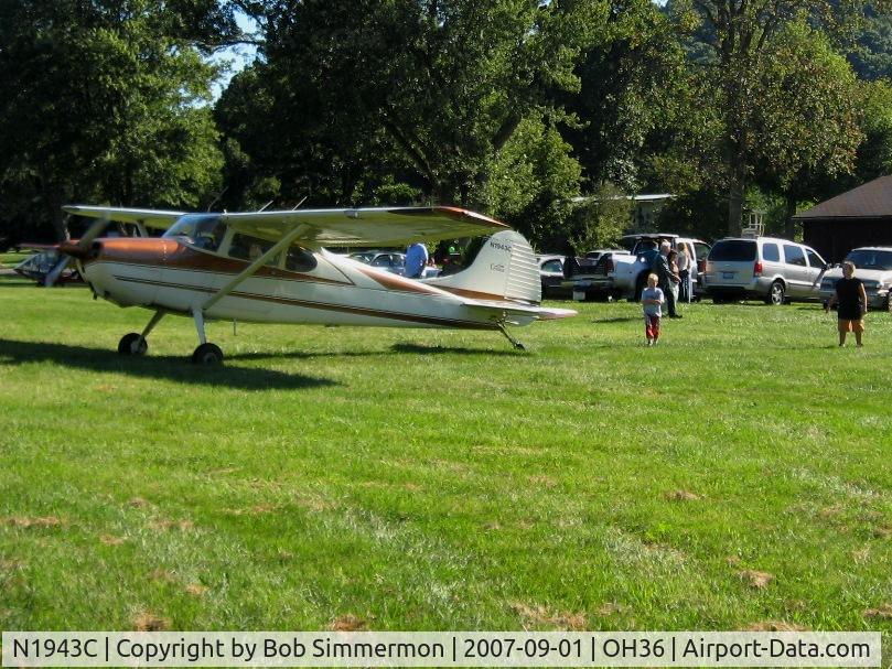 N1943C, 1953 Cessna 170B C/N 26088, A couple of future aviators (?) catching some prop wind.  Breakfast fly-in at Zanesville, OH (Riverside)
