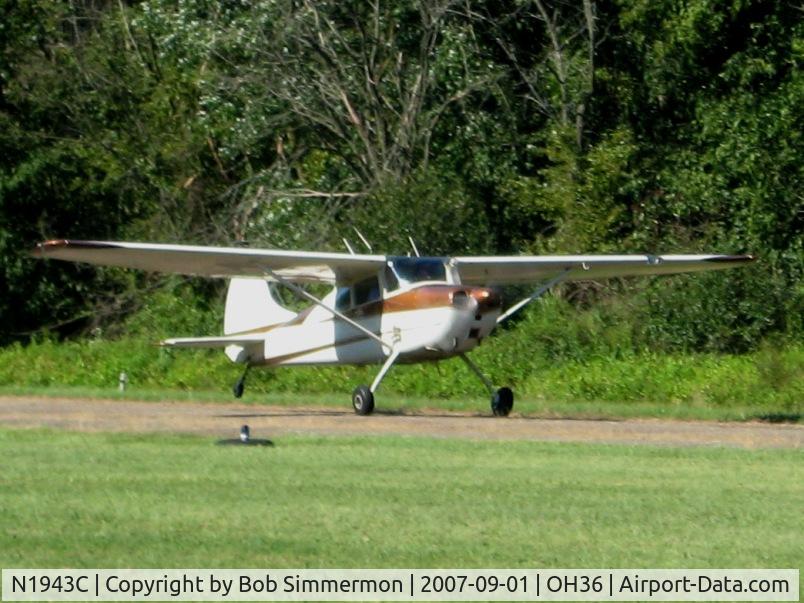 N1943C, 1953 Cessna 170B C/N 26088, Departing the breakfast fly-in at Zanesville, OH (Riverside)