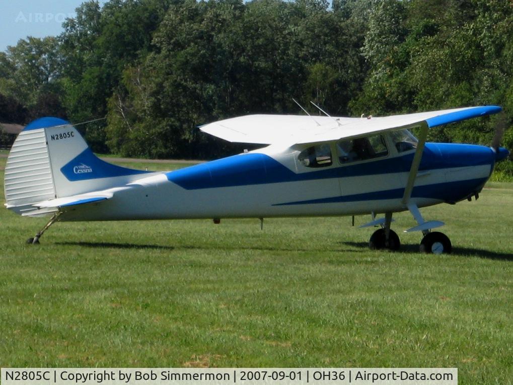 N2805C, 1954 Cessna 170B C/N 26348, Departing the breakfast fly-in at Zanesville, OH (Riverside)