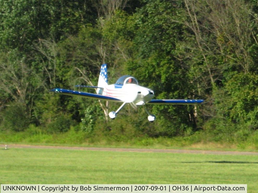 UNKNOWN, , RV4 making a high speed pass over RWY 3 at Zanesville, OH (Riverside) during breakfast fly-in.