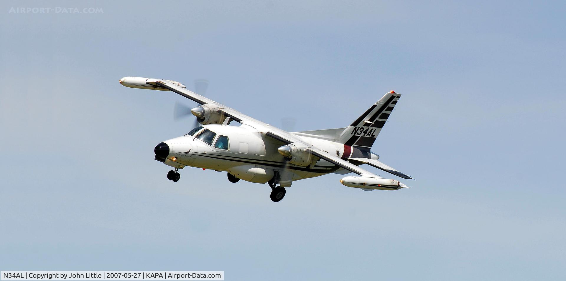N34AL, 1980 Mitsubishi MU-2B-60 Marquise C/N 792 S.A., Approach 17L from Arapahoe Rd & Peoria