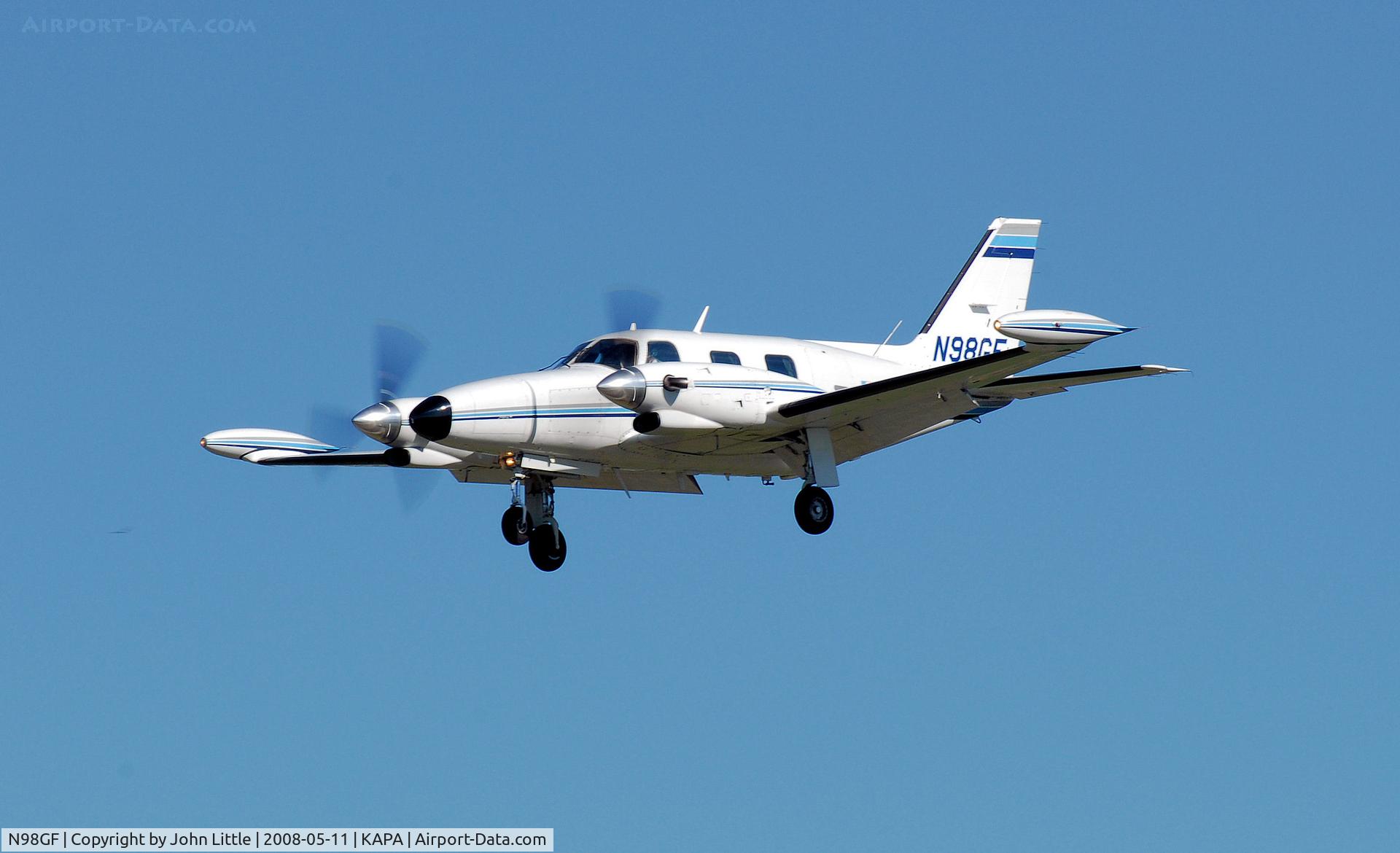 N98GF, Piper PA-31T1 Cheyenne 1 C/N 31T-8004009, Approach 17L from Arapahoe Rd & Peoria