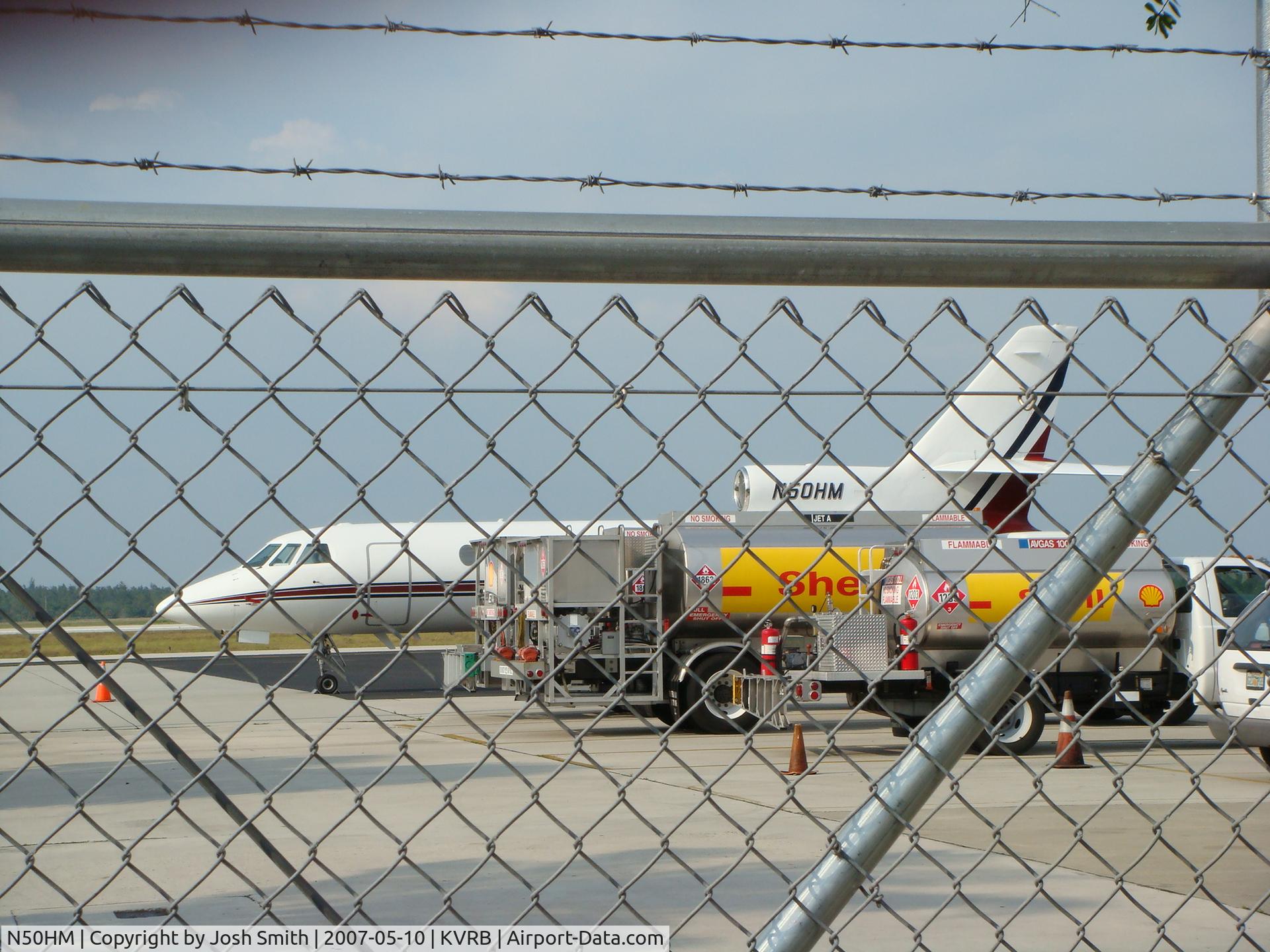 N50HM, 1985 Dassault Falcon 50 C/N 153, Shown here, parked at Vero Beach Municipal Airport.