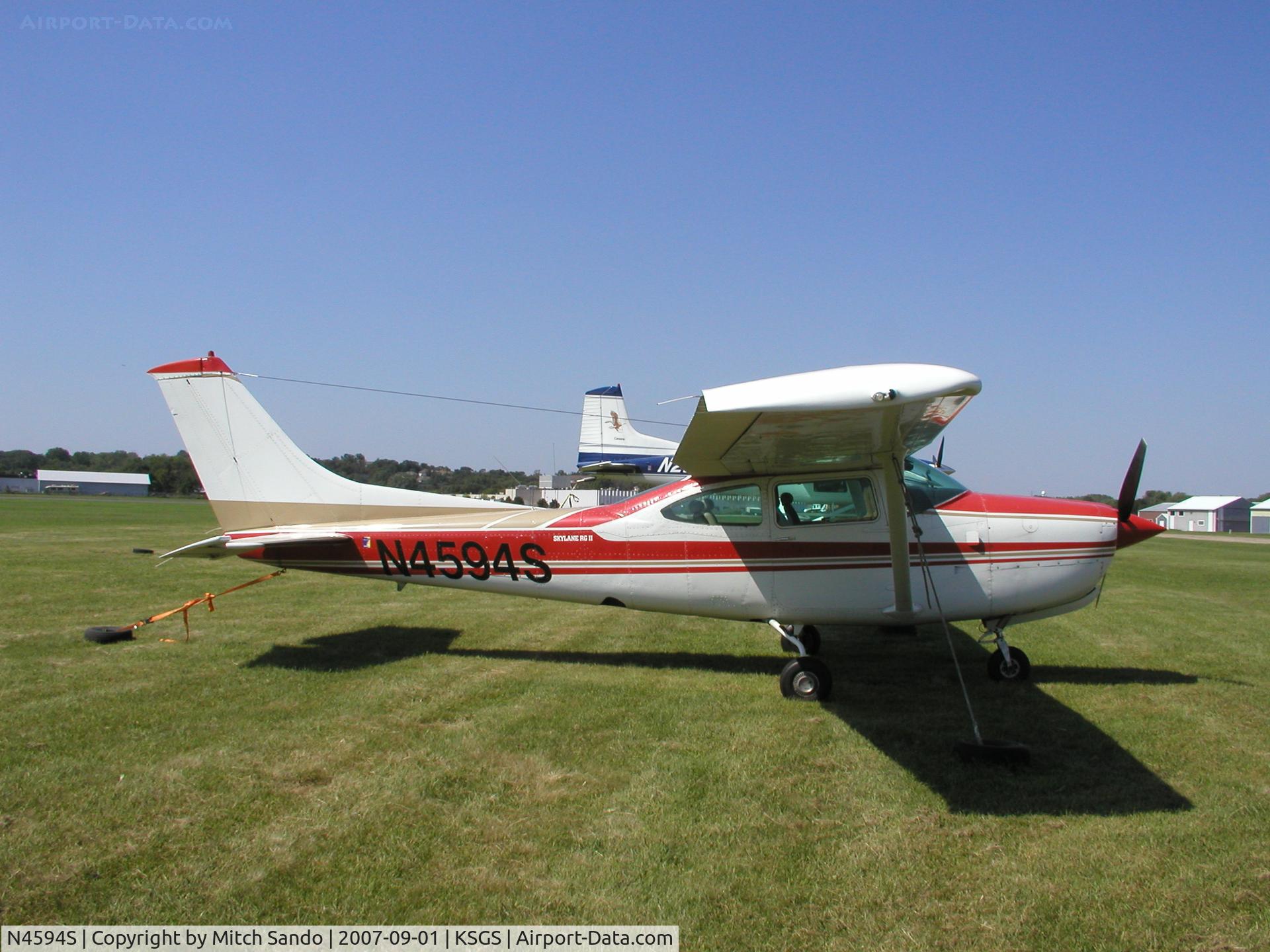 N4594S, Cessna R182 Skylane RG C/N R18201351, Parked at Fleming Field in South St. Paul, MN.