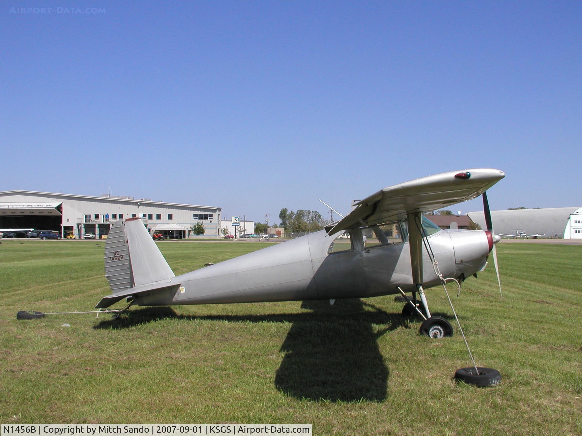 N1456B, 1948 Luscombe 8F Silvaire C/N 6083, Tied down at Fleming Field.