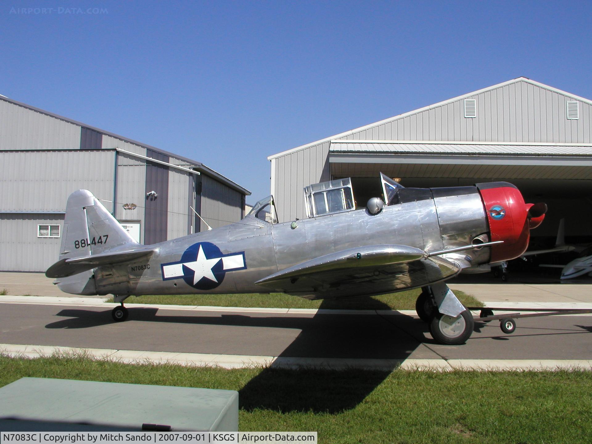 N7083C, 1943 North American SNJ-4 Texan C/N 88-14047, T-6 Parked outside it's hangar.