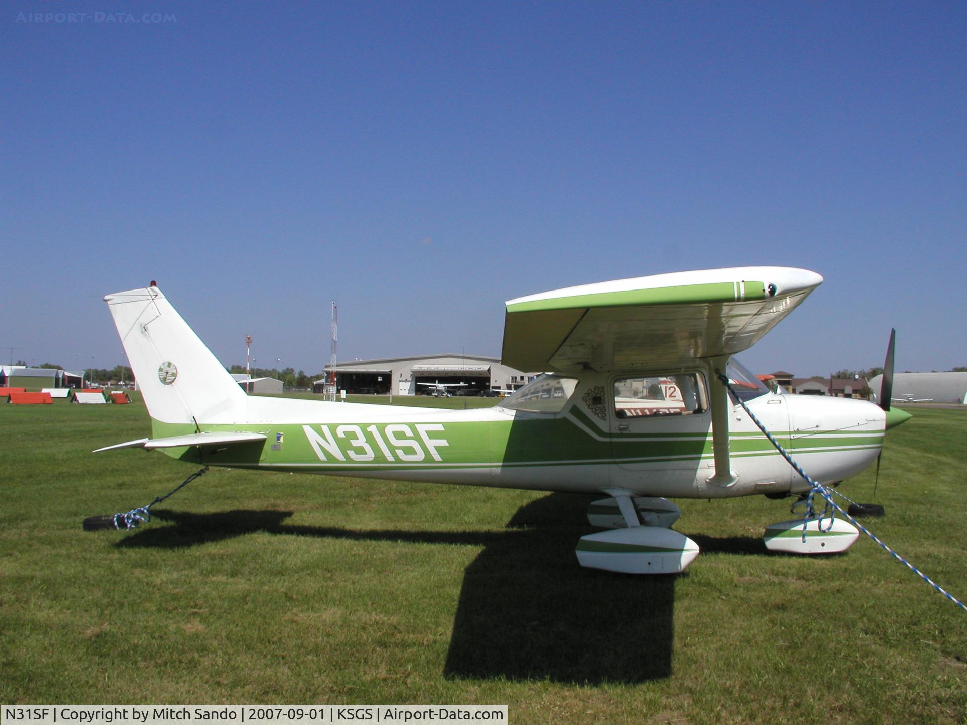 N31SF, 1975 Cessna 150M C/N 15076627, Tied down at Fleming Field.