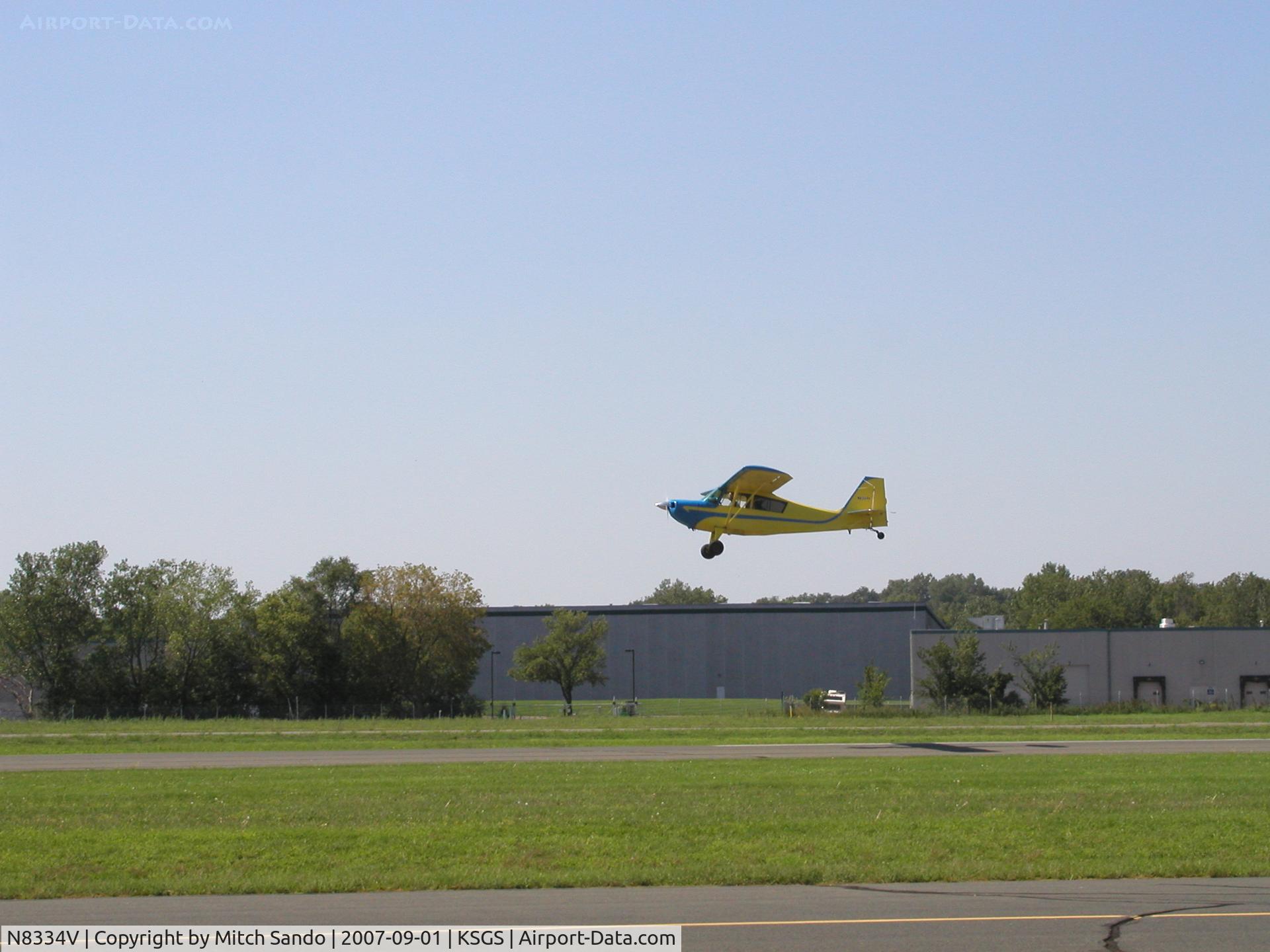 N8334V, 1966 Champion 7ECA Citabria C/N 482, Taking off Runway 16.