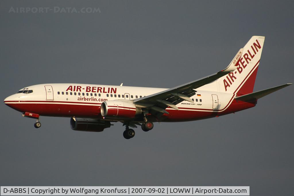 D-ABBS, 2001 Boeing 737-76N C/N 28654, nice light on this one
