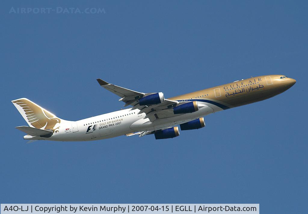A4O-LJ, 1999 Airbus A340-313X C/N 282, Grand Prix Logo