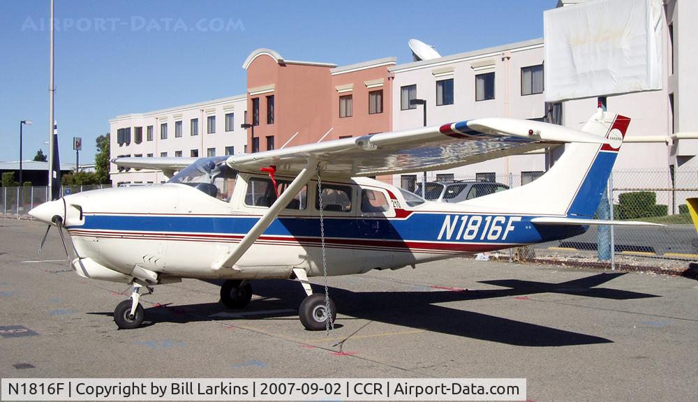 N1816F, 1965 Cessna 210F Centurion C/N 21058716, Tied down at the convenient Crowne Plaza Hotel on the airport