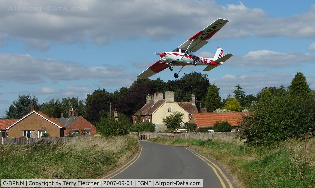 G-BRNN, 1980 Cessna 152 C/N 152-84735, Cessna 152 lands in a crosswind at this beautiful English rural setting