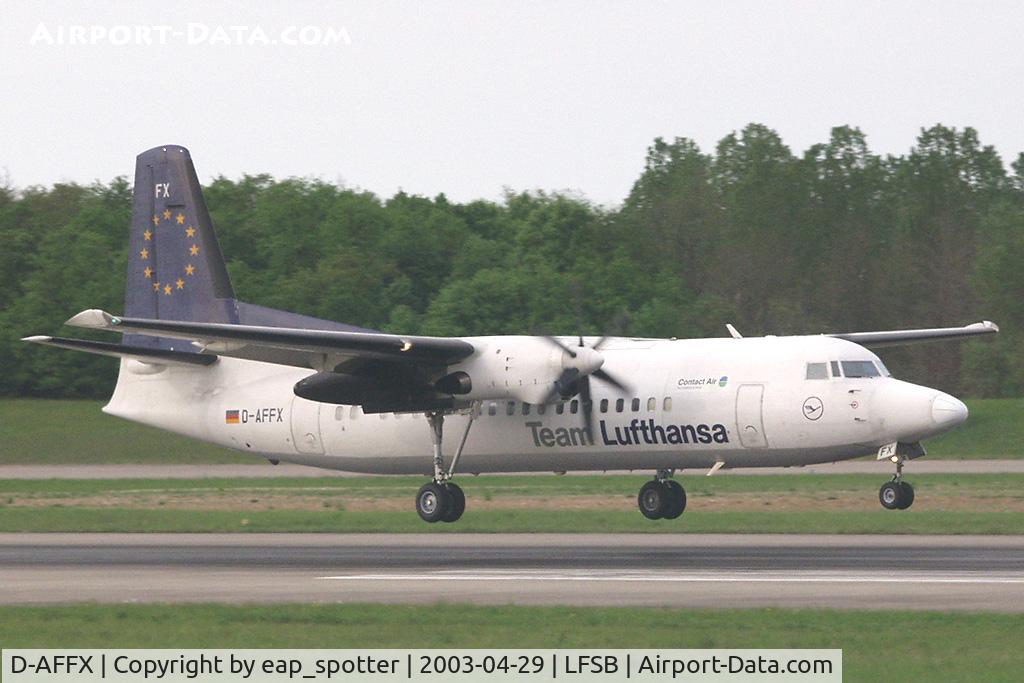 D-AFFX, 1988 Fokker 50 C/N 20142, landing on runway 16