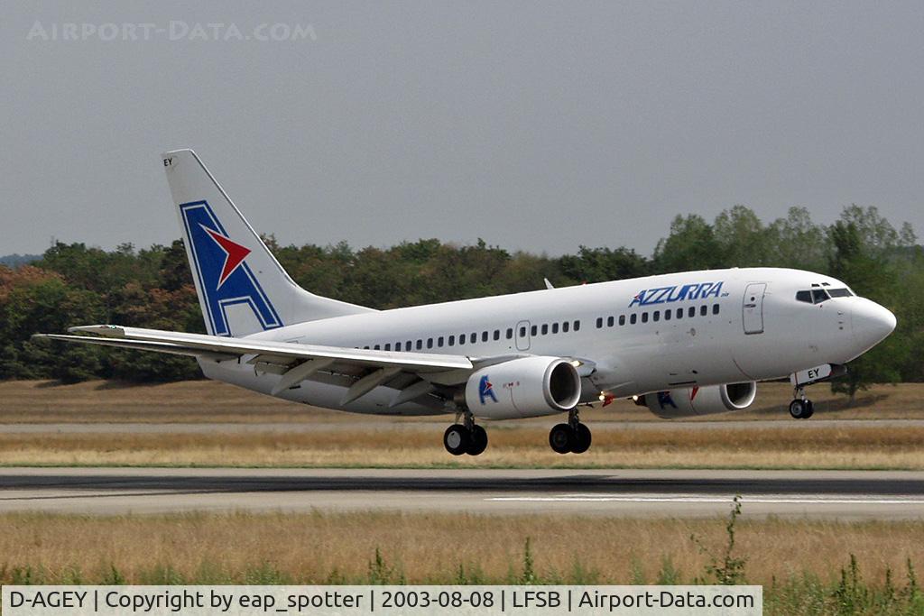 D-AGEY, 1998 Boeing 737-73S C/N 29076, landing on runway 16