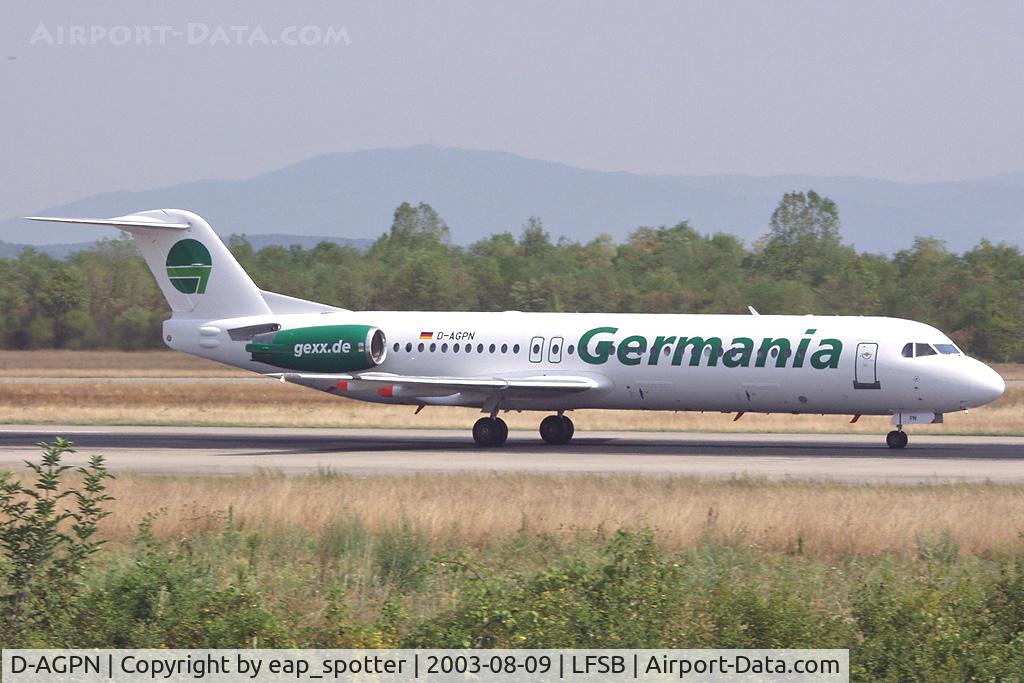 D-AGPN, 1991 Fokker 100 (F-28-0100) C/N 11333, departing on rwy 16