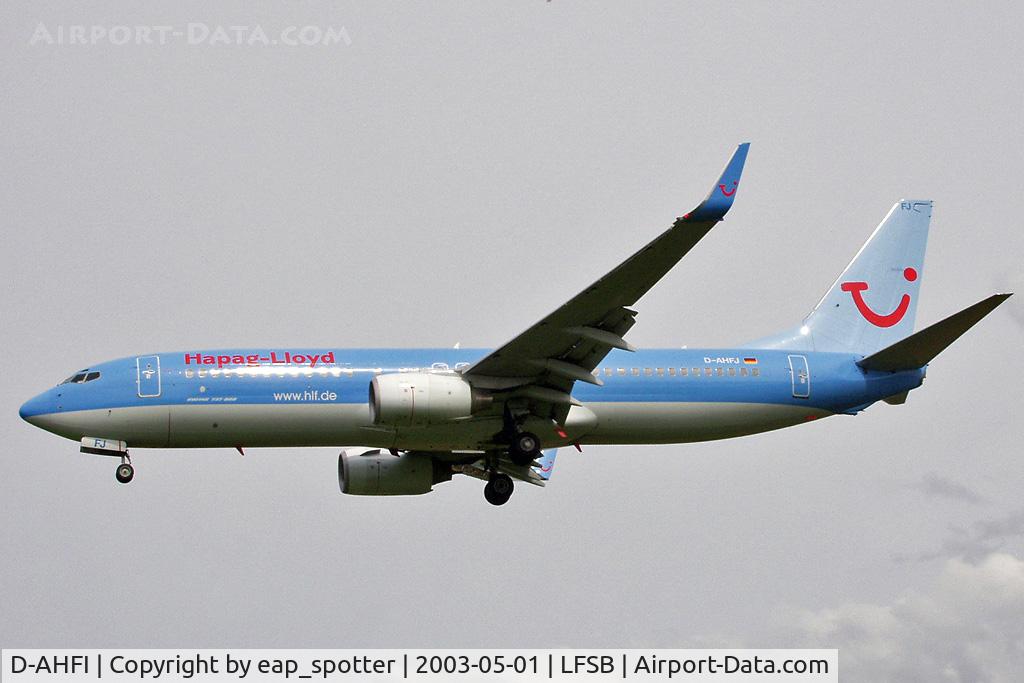 D-AHFI, 1999 Boeing 737-8K5 C/N 27984, landing on rwy 34